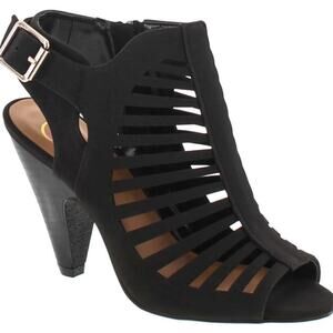 Static Footwear Delicious Shaky-S Slingback Sandals Womens Heeled Black Size 10